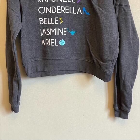 Disney Princess M charcoal gray sweatshirt crewneckline long sleeve spell out - Picture 3 of 7